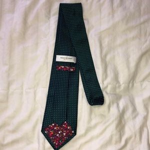 Isaac Mizrahi for Target 100% silk navy/green tie